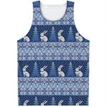 Snow Rabbit Knitted Pattern Print Men's Tank Top