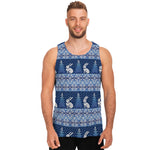 Snow Rabbit Knitted Pattern Print Men's Tank Top