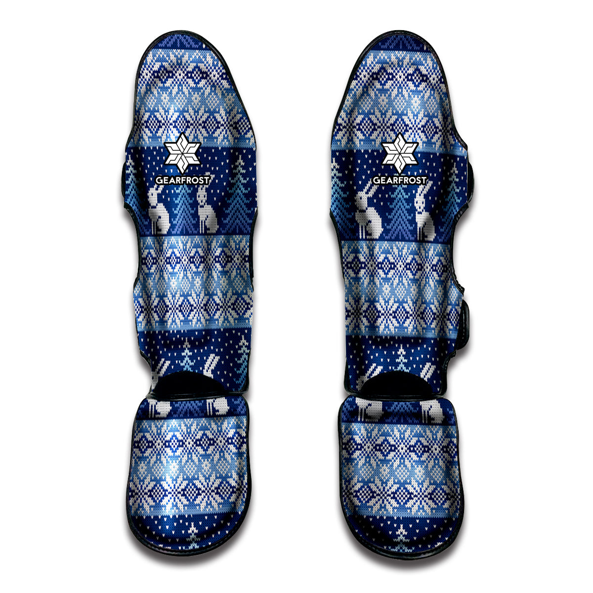 Snow Rabbit Knitted Pattern Print Muay Thai Shin Guard
