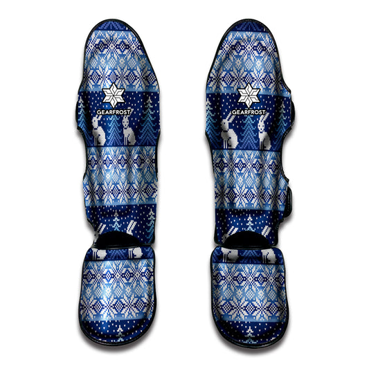 Snow Rabbit Knitted Pattern Print Muay Thai Shin Guard