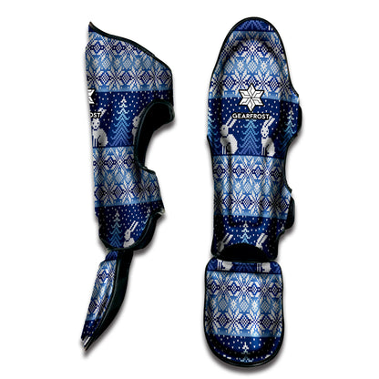 Snow Rabbit Knitted Pattern Print Muay Thai Shin Guard
