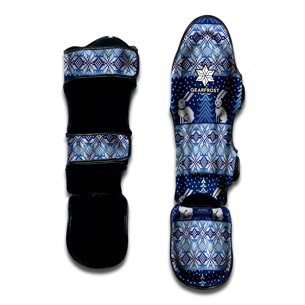 Snow Rabbit Knitted Pattern Print Muay Thai Shin Guard