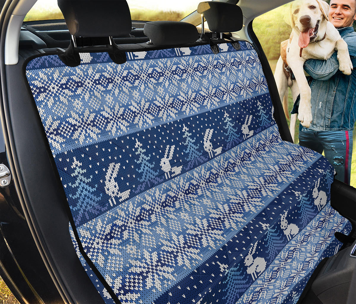 Snow Rabbit Knitted Pattern Print Pet Car Back Seat Cover