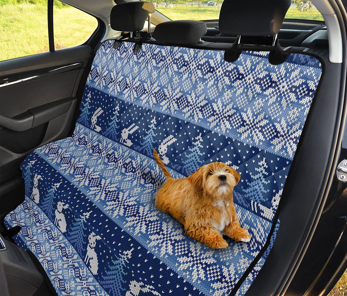 Snow Rabbit Knitted Pattern Print Pet Car Back Seat Cover