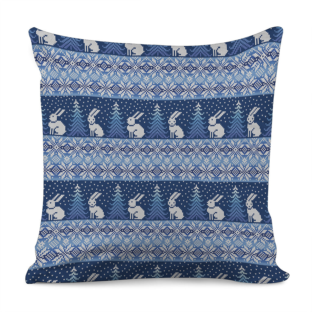 Snow Rabbit Knitted Pattern Print Pillow Cover