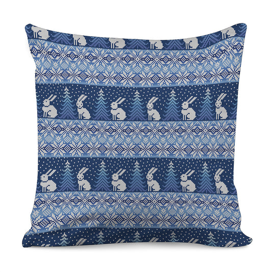 Snow Rabbit Knitted Pattern Print Pillow Cover