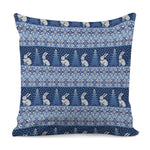 Snow Rabbit Knitted Pattern Print Pillow Cover