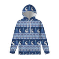 Snow Rabbit Knitted Pattern Print Pullover Hoodie
