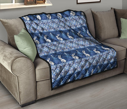 Snow Rabbit Knitted Pattern Print Quilt