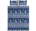 Snow Rabbit Knitted Pattern Print Quilt Bed Set