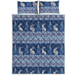 Snow Rabbit Knitted Pattern Print Quilt Bed Set