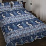 Snow Rabbit Knitted Pattern Print Quilt Bed Set