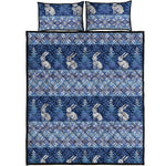 Snow Rabbit Knitted Pattern Print Quilt Bed Set