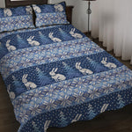 Snow Rabbit Knitted Pattern Print Quilt Bed Set
