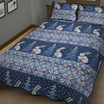 Snow Rabbit Knitted Pattern Print Quilt Bed Set