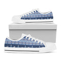 Snow Rabbit Knitted Pattern Print White Low Top Sneakers