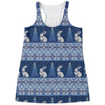 Snow Rabbit Knitted Pattern Print Women's Racerback Tank Top