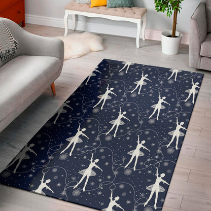 Snowflake Ballet Pattern Print Area Rug