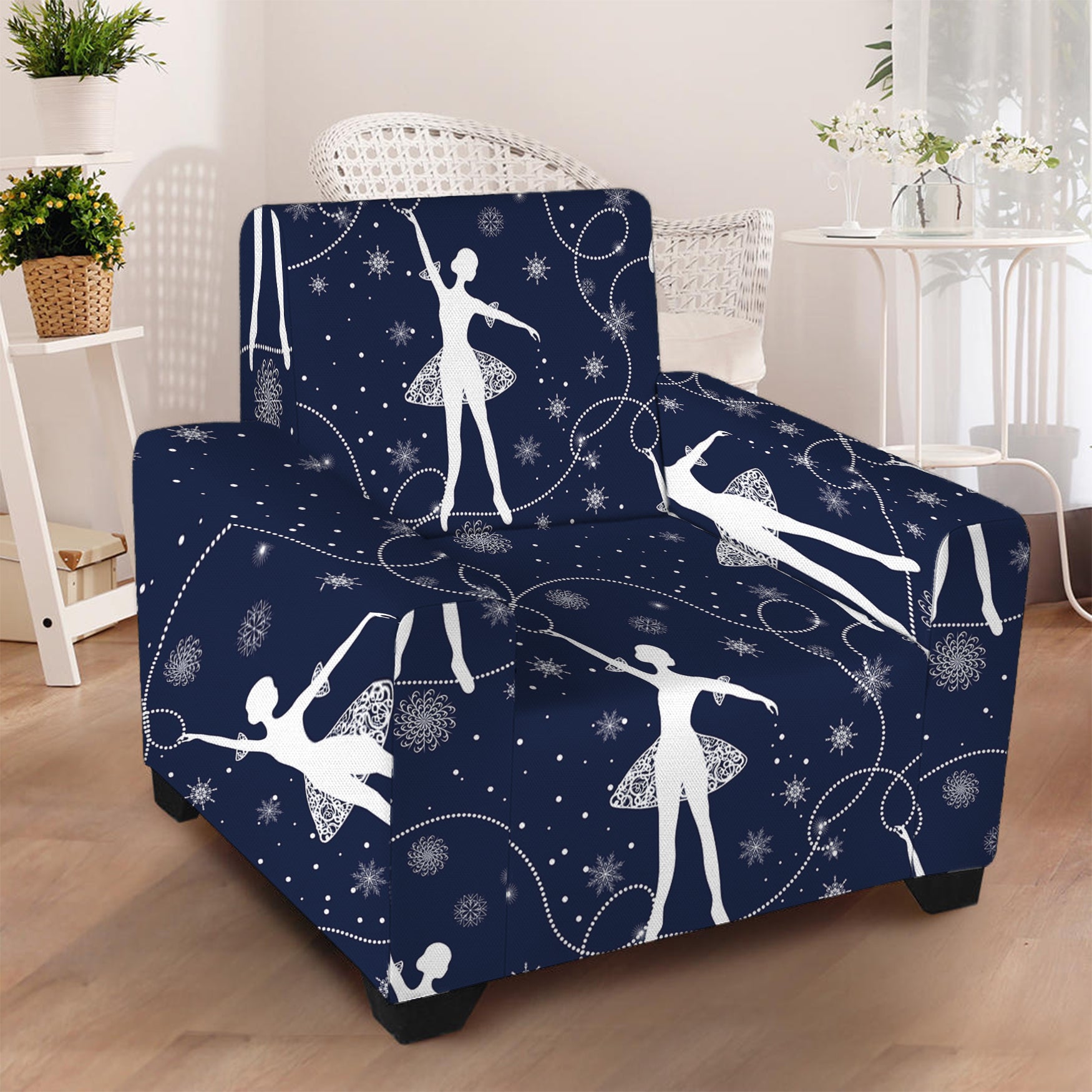 Snowflake Ballet Pattern Print Armchair Slipcover