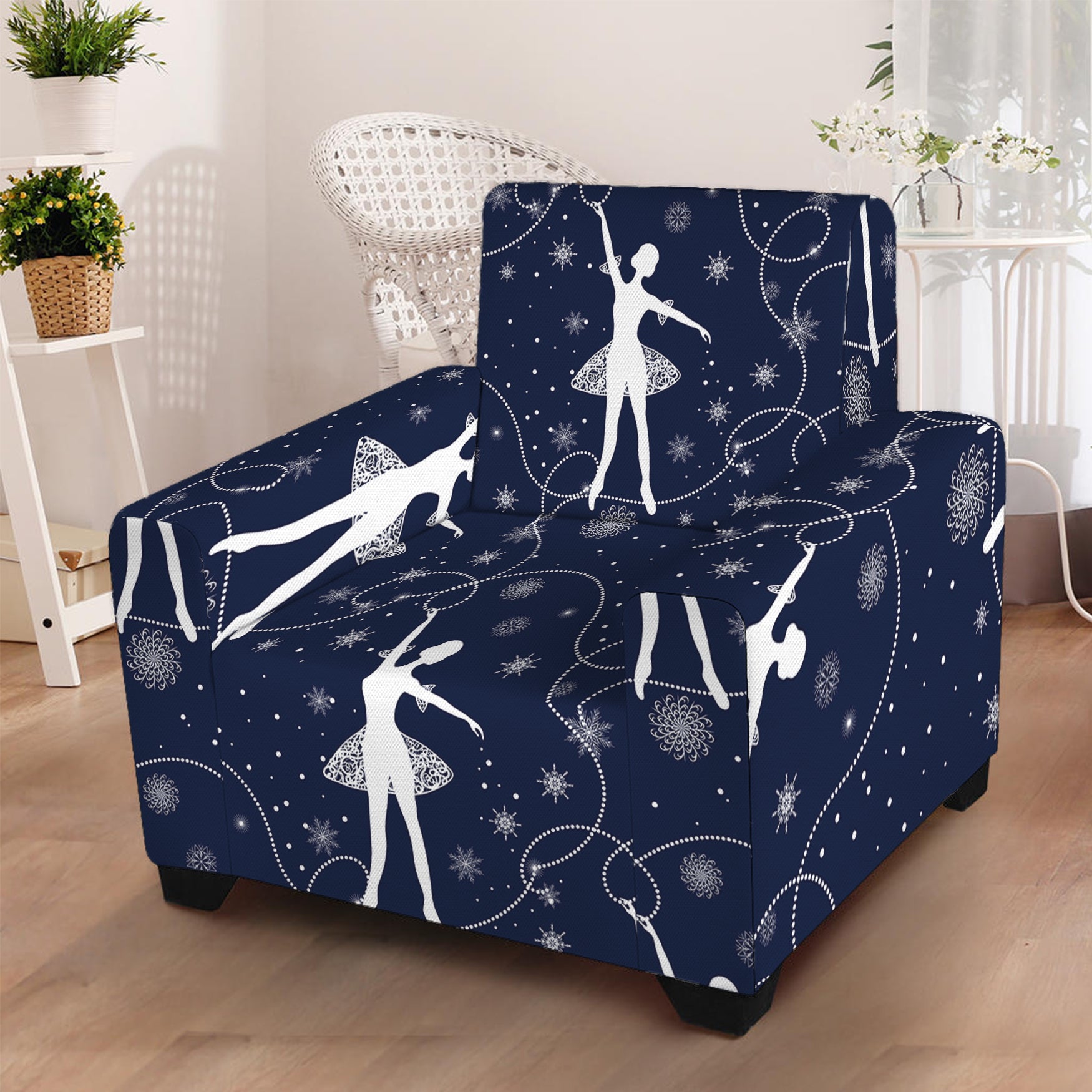 Snowflake Ballet Pattern Print Armchair Slipcover