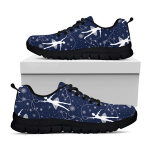 Snowflake Ballet Pattern Print Black Sneakers