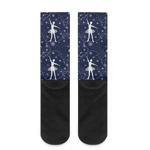 Snowflake Ballet Pattern Print Crew Socks