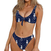 Snowflake Ballet Pattern Print Front Bow Tie Bikini