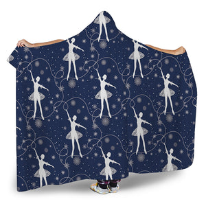 Snowflake Ballet Pattern Print Hooded Blanket