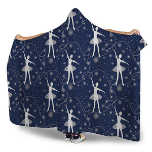 Snowflake Ballet Pattern Print Hooded Blanket