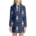 Snowflake Ballet Pattern Print Pullover Hoodie Dress