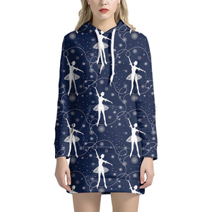 Snowflake Ballet Pattern Print Hoodie Dress