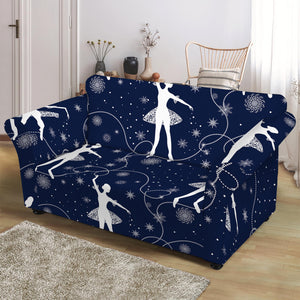 Snowflake Ballet Pattern Print Loveseat Slipcover