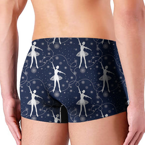 Snowflake Ballet Pattern Print Men's Boxer Briefs