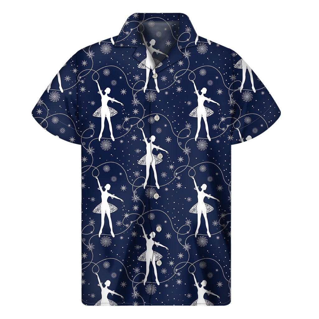 Snowflake Ballet Pattern Print Men's Short Sleeve Shirt
