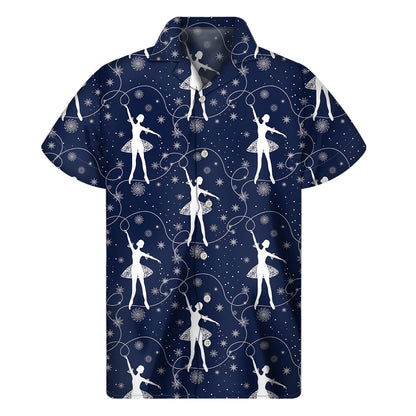 Snowflake Ballet Pattern Print Men's Short Sleeve Shirt