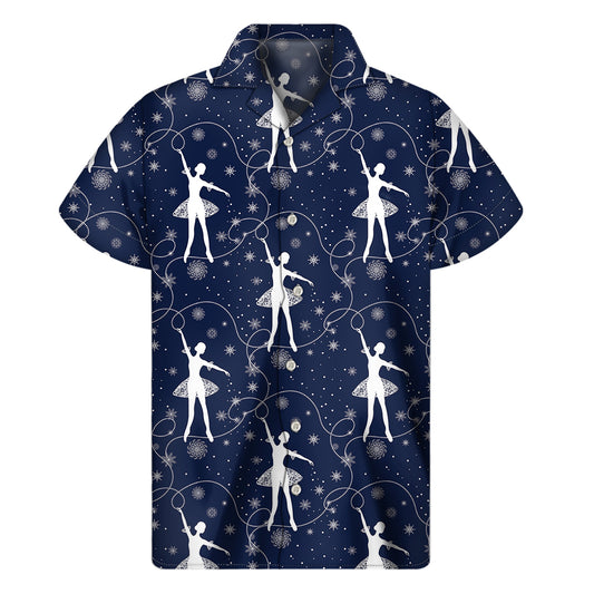 Snowflake Ballet Pattern Print Men's Short Sleeve Shirt