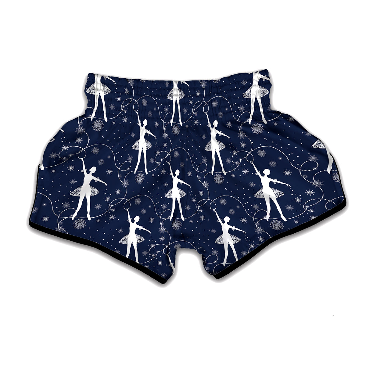 Snowflake Ballet Pattern Print Muay Thai Boxing Shorts