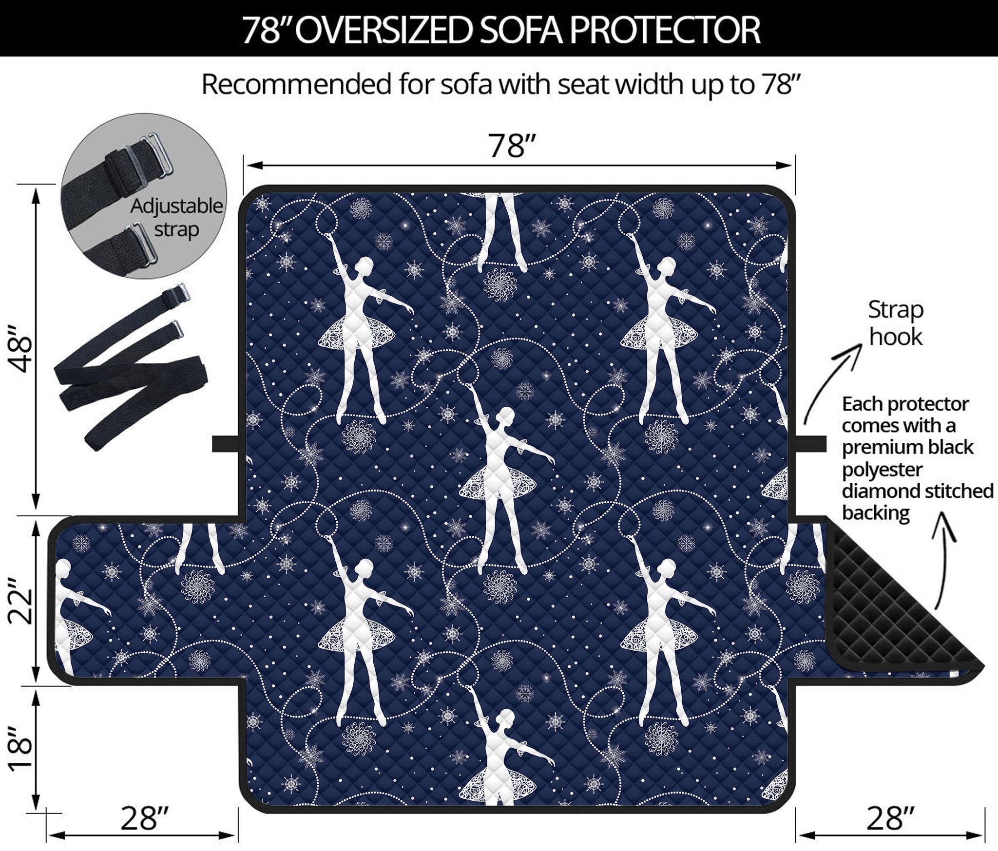 Snowflake Ballet Pattern Print Oversized Sofa Protector