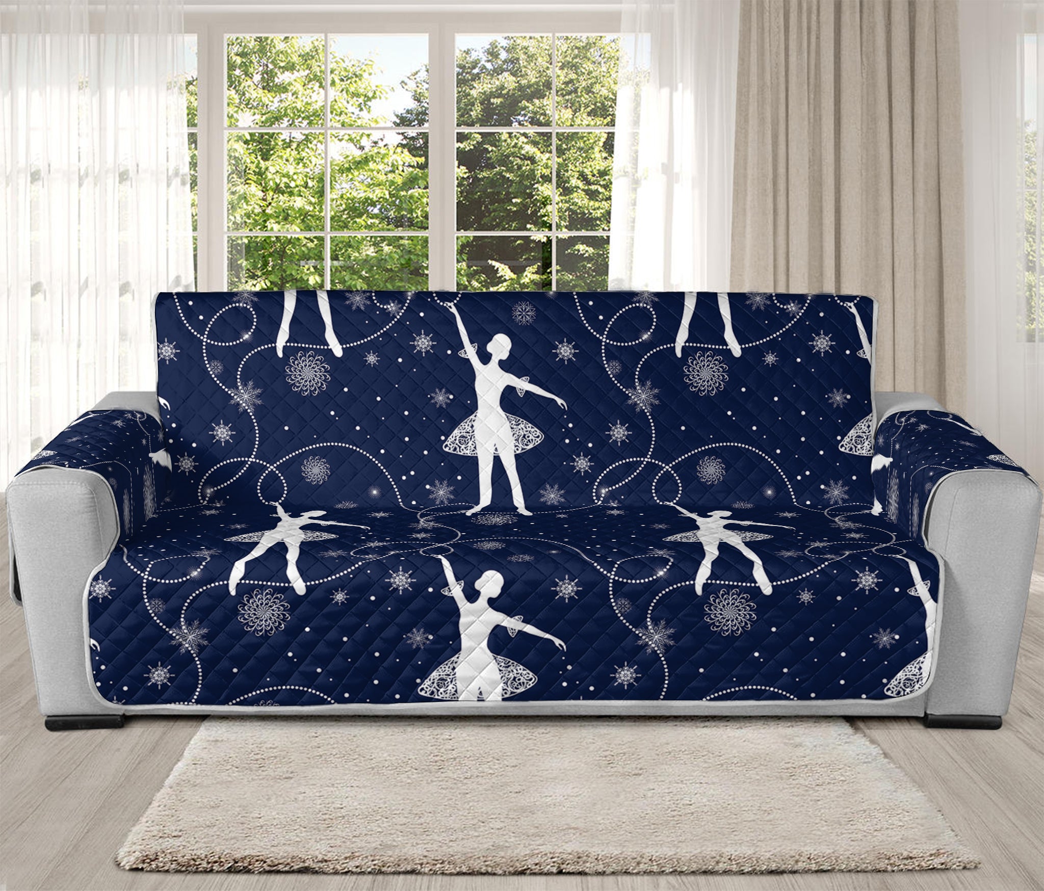 Snowflake Ballet Pattern Print Oversized Sofa Protector