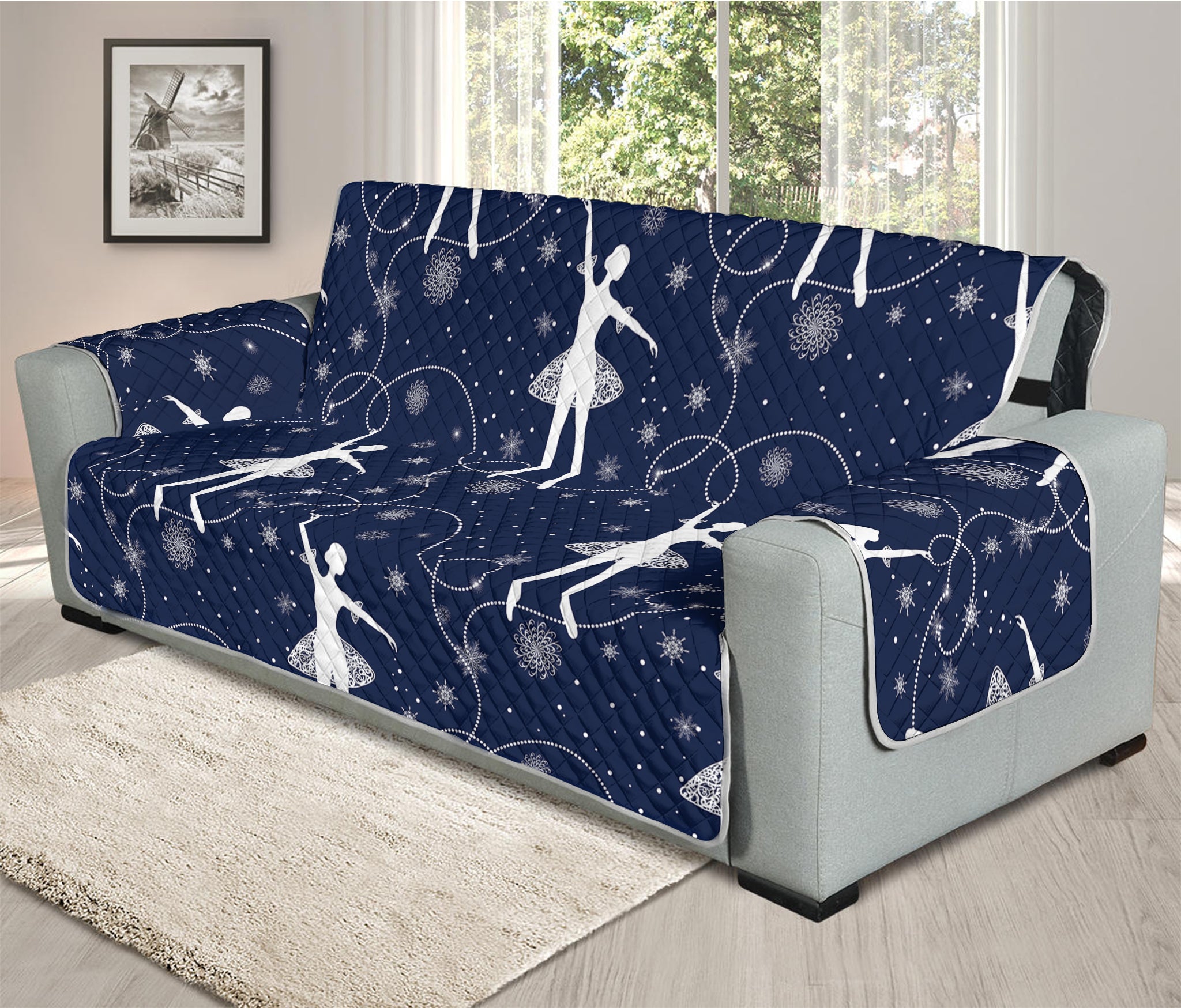 Snowflake Ballet Pattern Print Oversized Sofa Protector