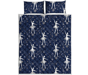 Snowflake Ballet Pattern Print Quilt Bed Set