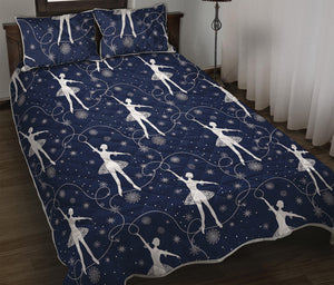 Snowflake Ballet Pattern Print Quilt Bed Set