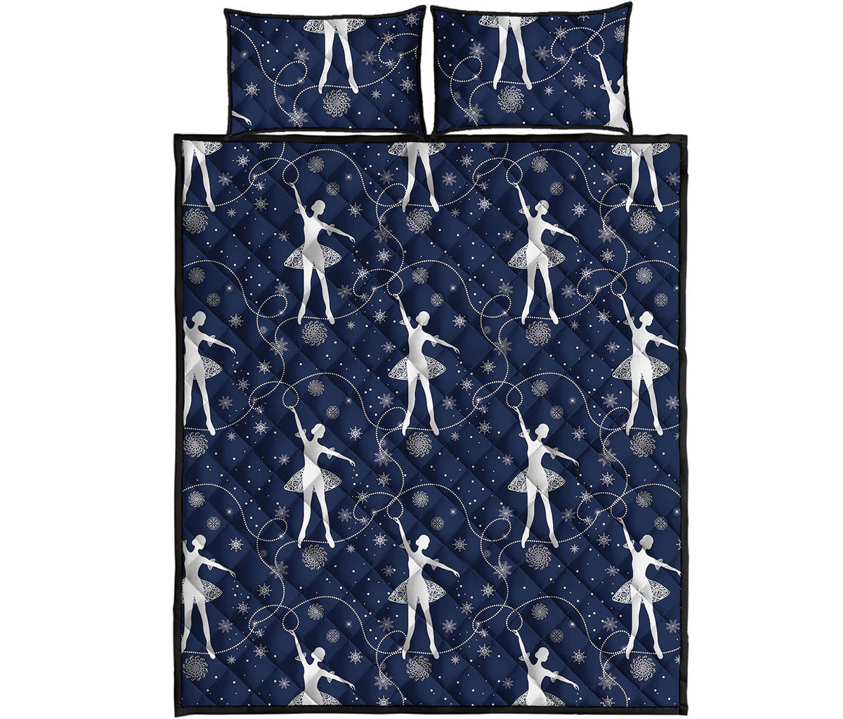 Snowflake Ballet Pattern Print Quilt Bed Set