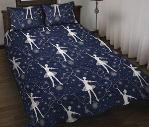 Snowflake Ballet Pattern Print Quilt Bed Set