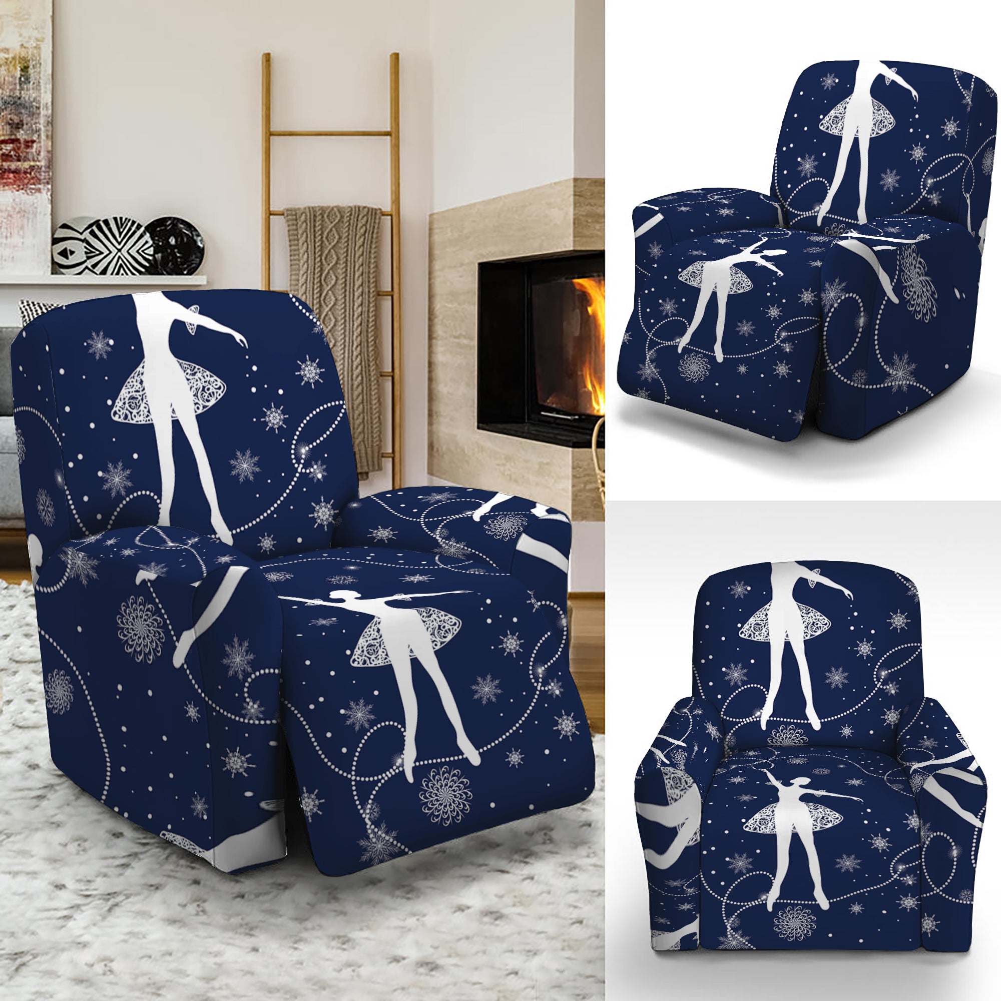 Snowflake Ballet Pattern Print Recliner Slipcover