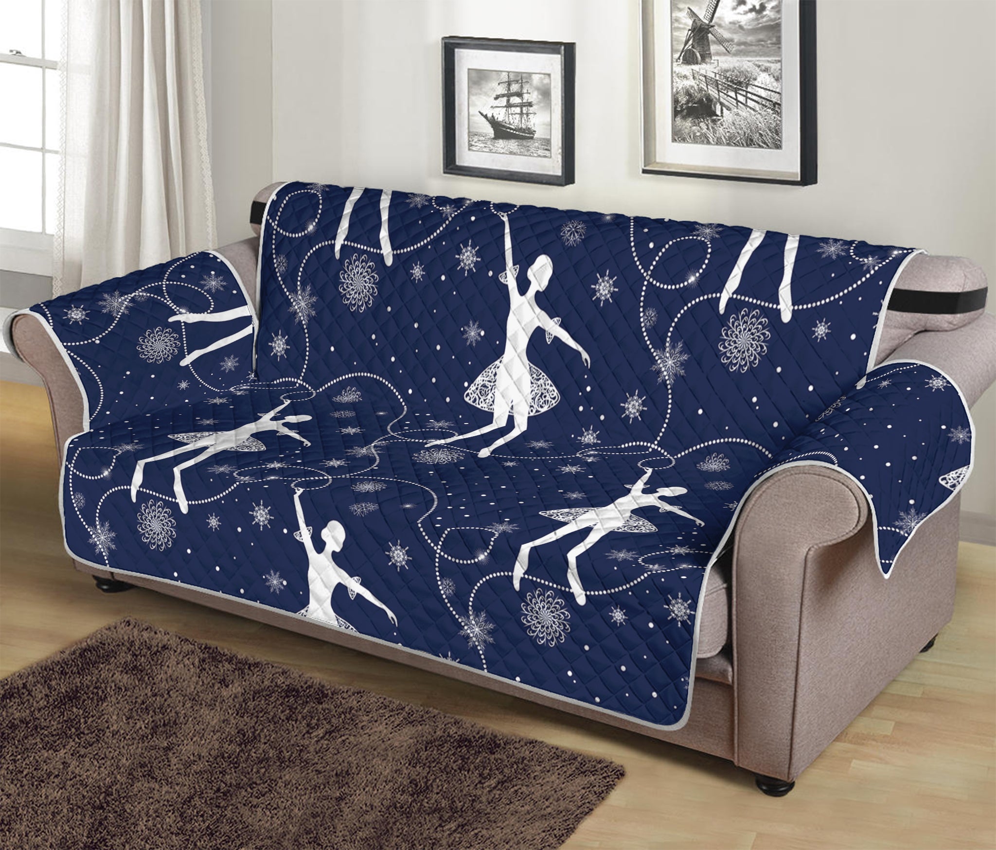 Snowflake Ballet Pattern Print Sofa Protector