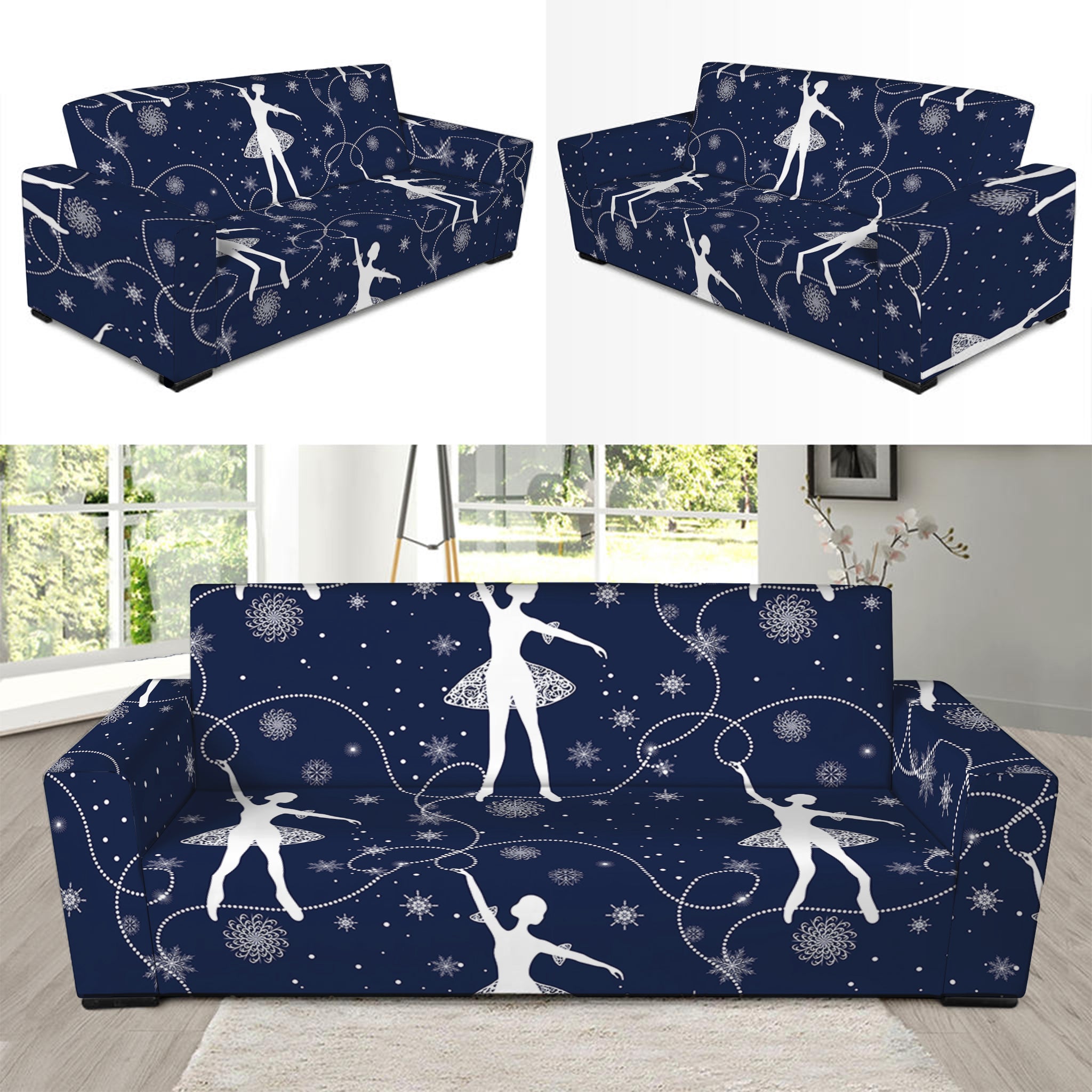 Snowflake Ballet Pattern Print Sofa Slipcover