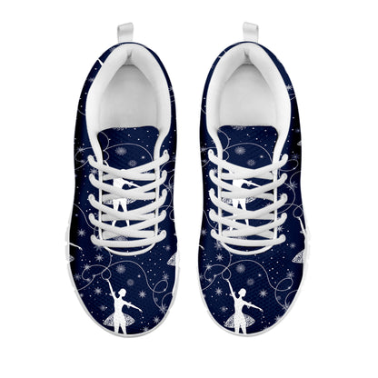Snowflake Ballet Pattern Print White Sneakers