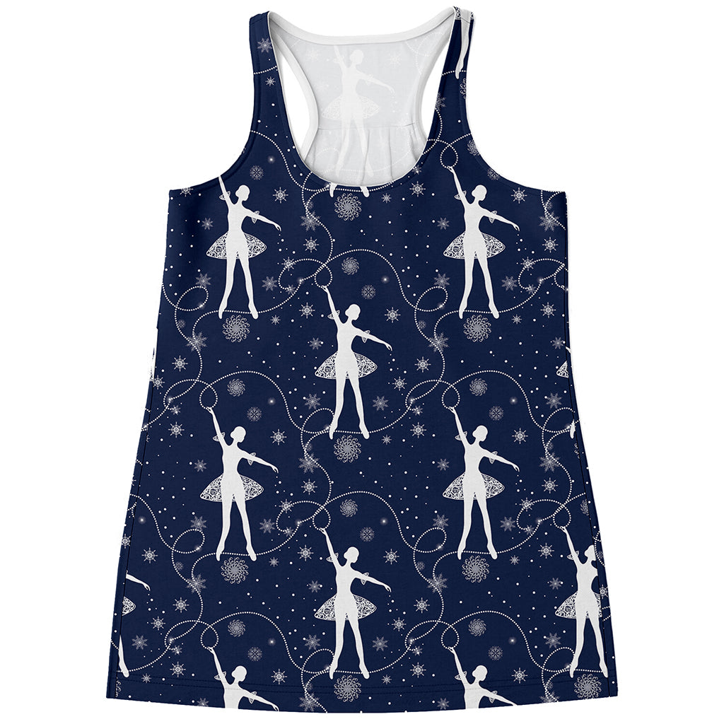 Snowflake Ballet Pattern Print Women's Racerback Tank Top