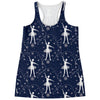 Snowflake Ballet Pattern Print Women's Racerback Tank Top